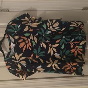 LIZ CLAIBORNE BRAND WOMEN'S PLUS SIZE BLUE FLORAL SHORT SLEEVES TOP SIZE 0X